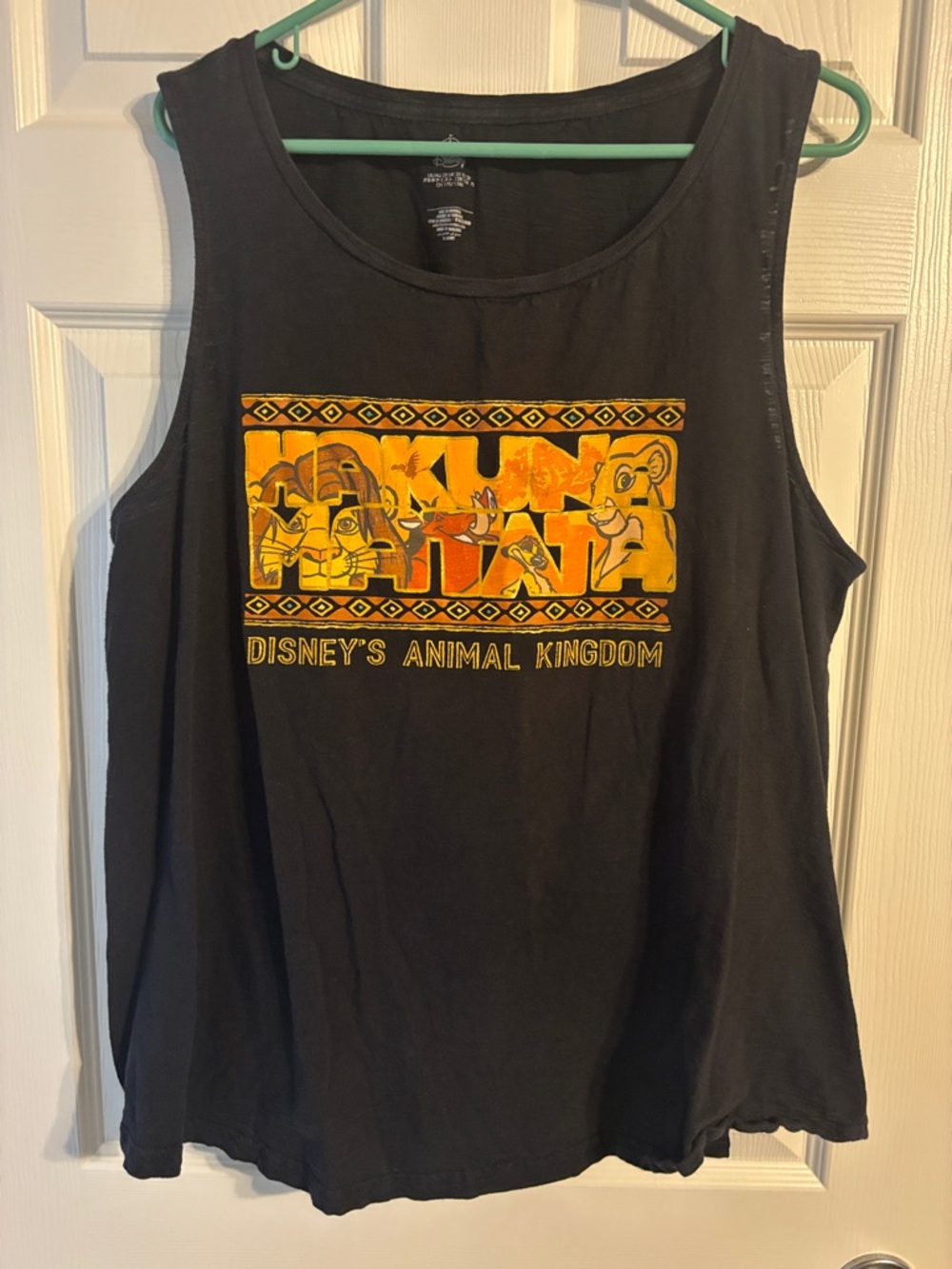 Disney Women's Black Tank Top with Yellow Orange Lion King Graphic